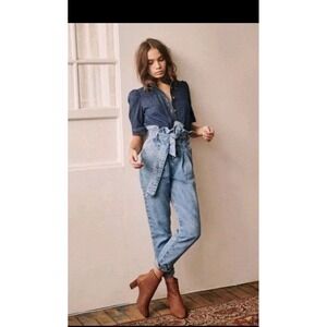 Sezane Alvin Trousers in Bleached Blue Jeans  Size 36 / US 4